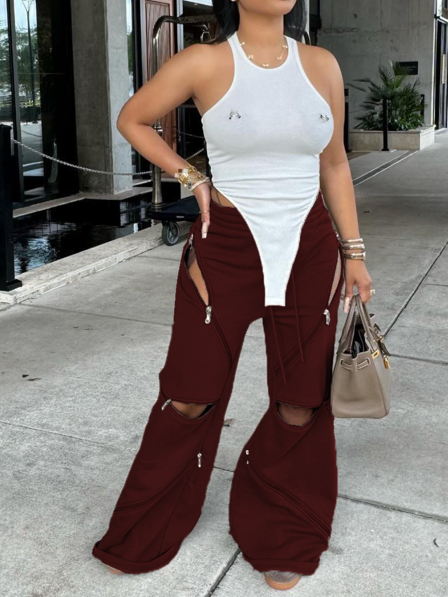 Pop Zip Pocket Loose Trousers