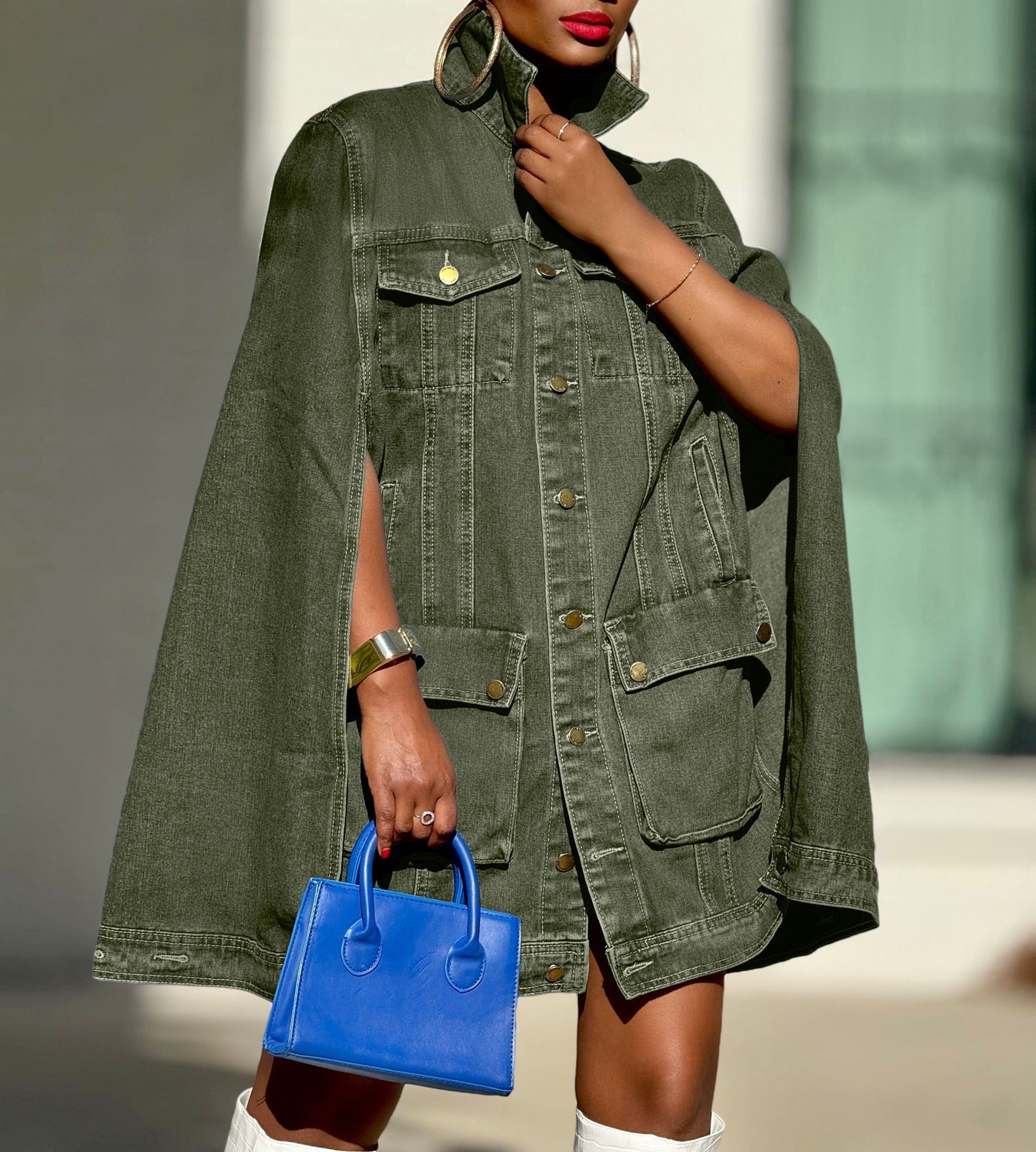 Fashion denim cape