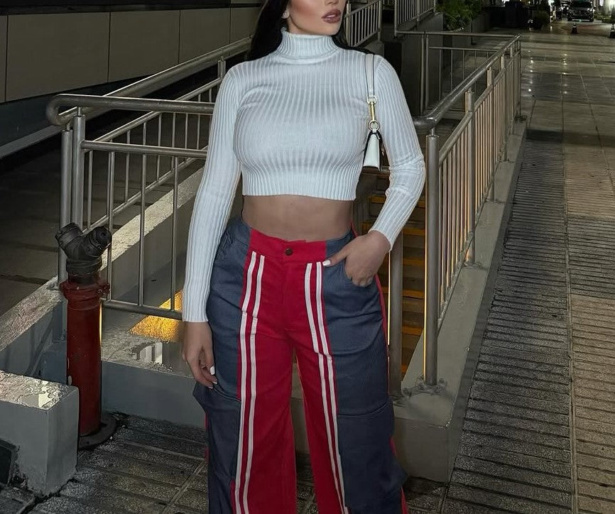 Fashionable colorblock casual pants