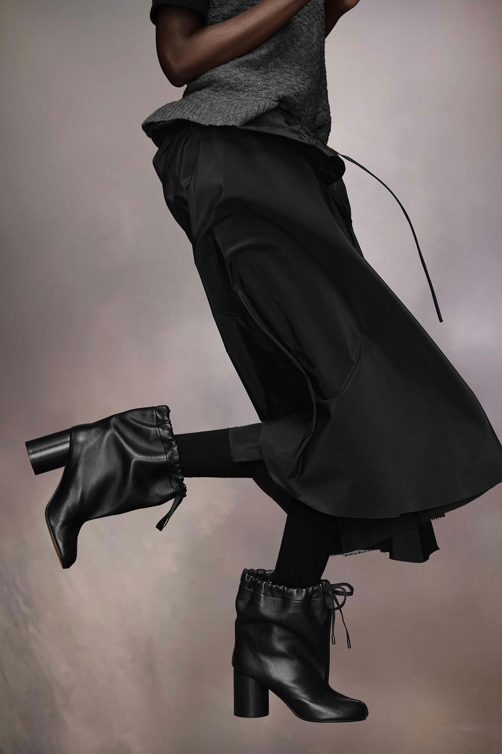 Soft Leather Drawstring Ankle Boots