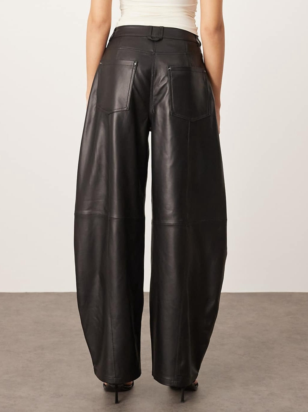 Leather High-Waisted Bucket Pants