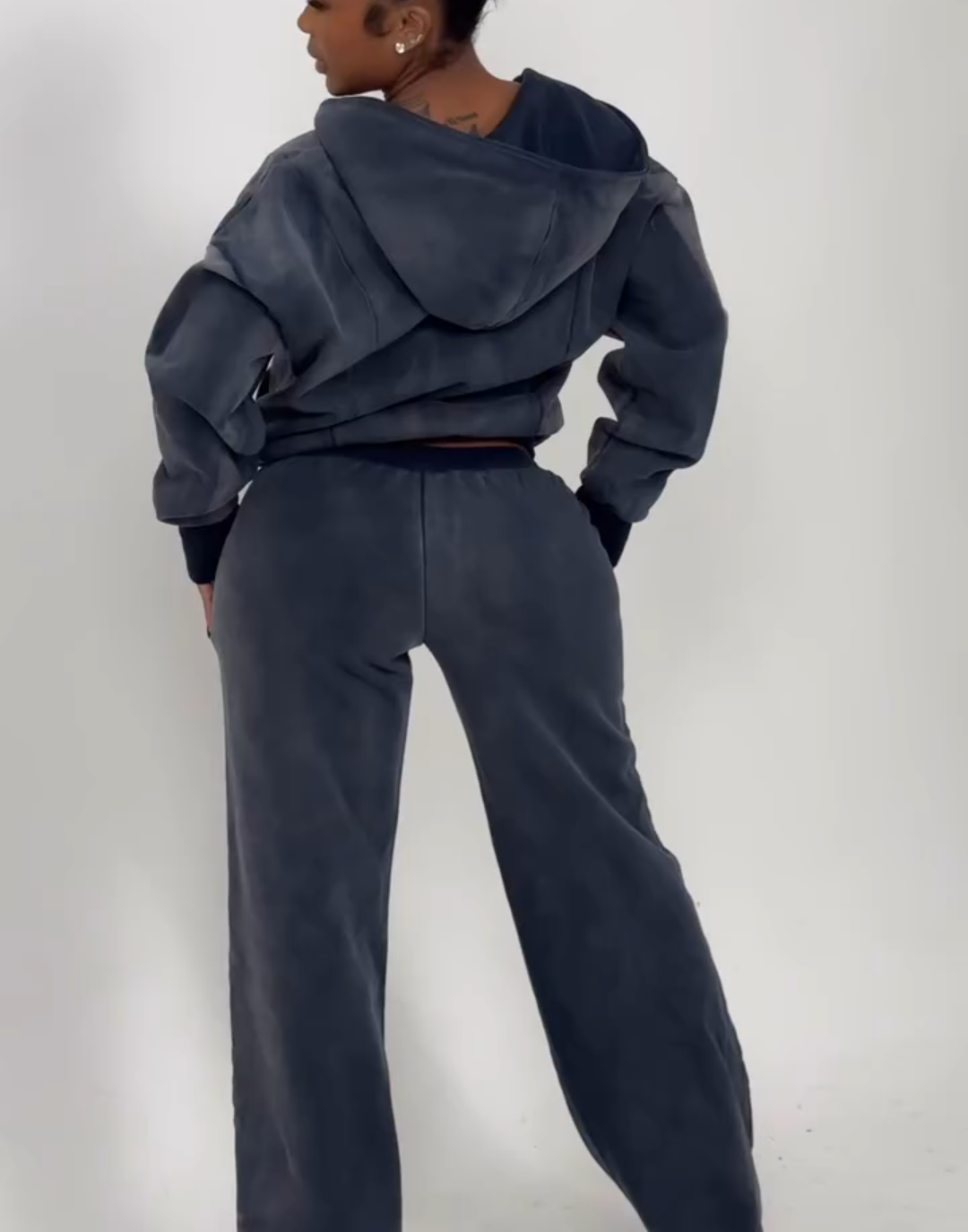 2-Piece Diagonal Zipper Pullover Sweatshirt and Trousers Set