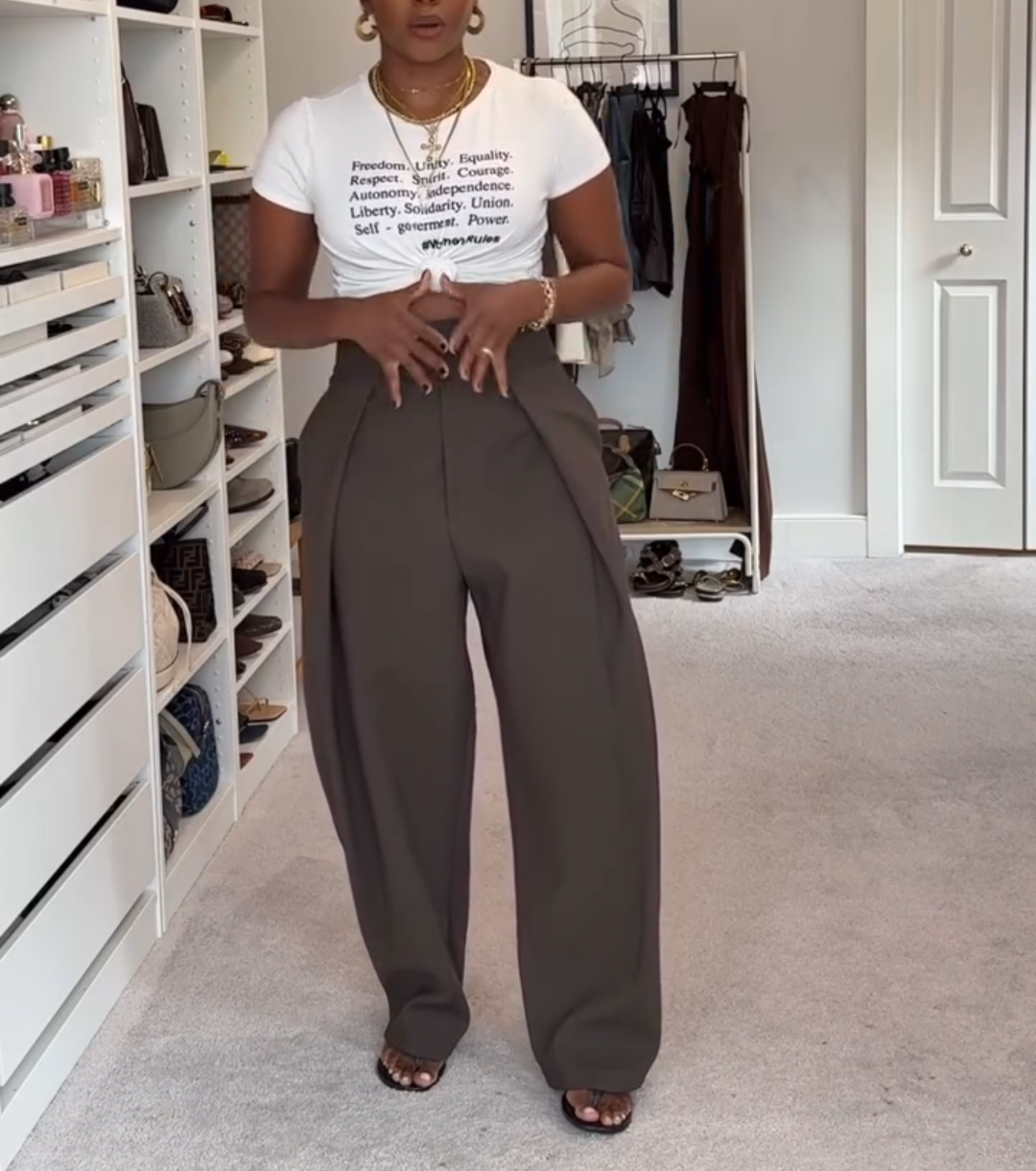 Wool Blend Volume Pleated Pants