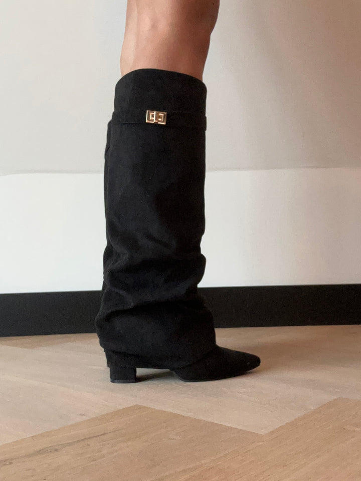 Black Suede Wedge Boots