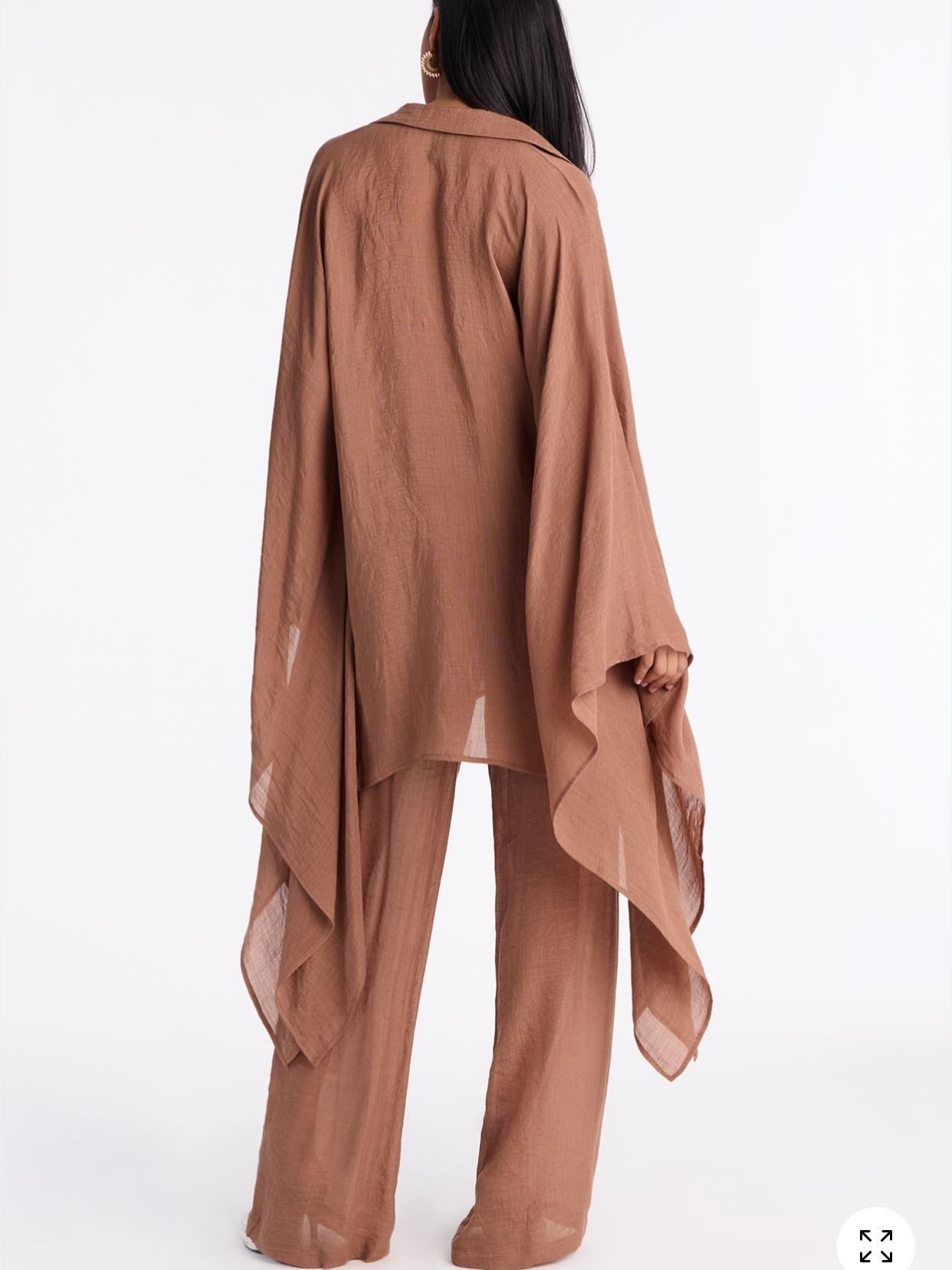 Loose-Fitting Linen Batwing Sleeve Trouser Suit