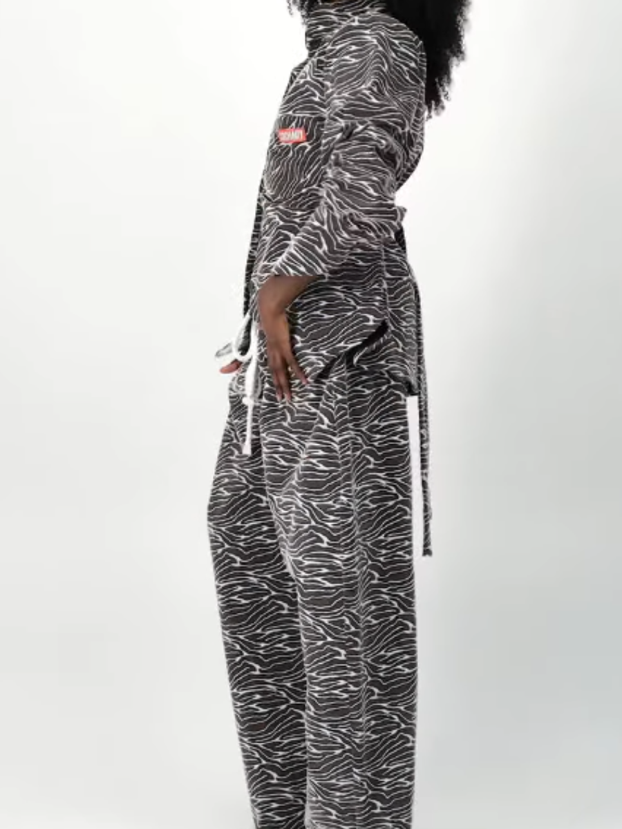 Textured Print Pants Set