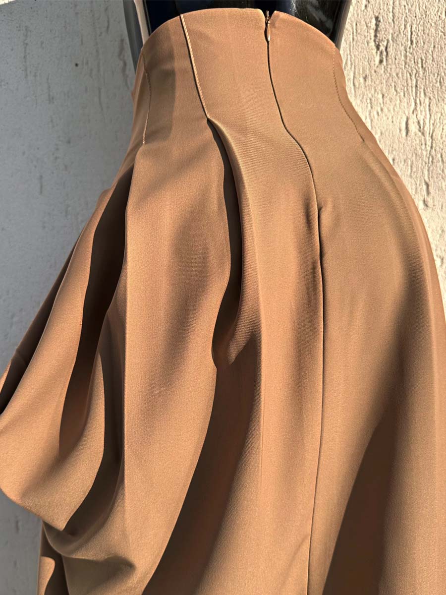 Khaki High Waist Split Belted Skirt