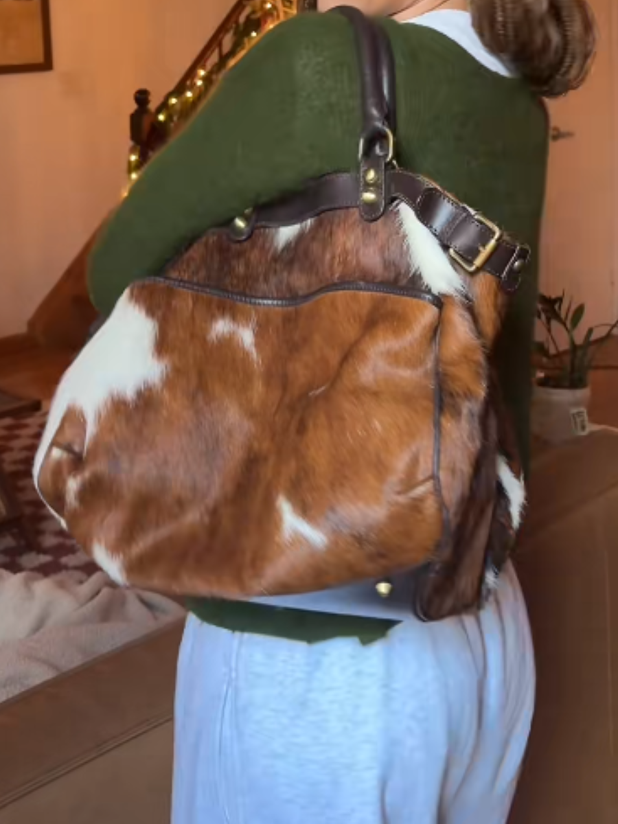 Faux Leather Dairy Shoulder Bag