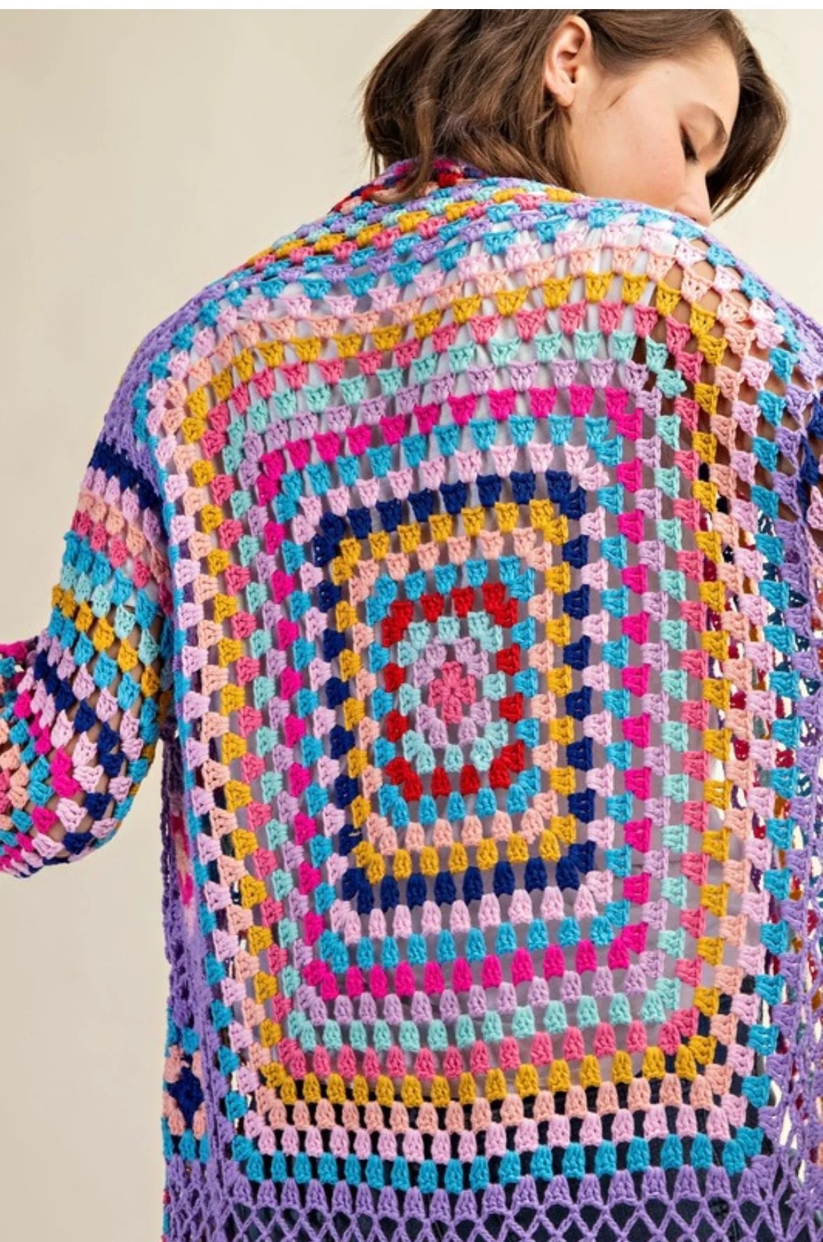 (✔️Free shipping) Crochet Cardigan with Bottom Fringe in Lavender