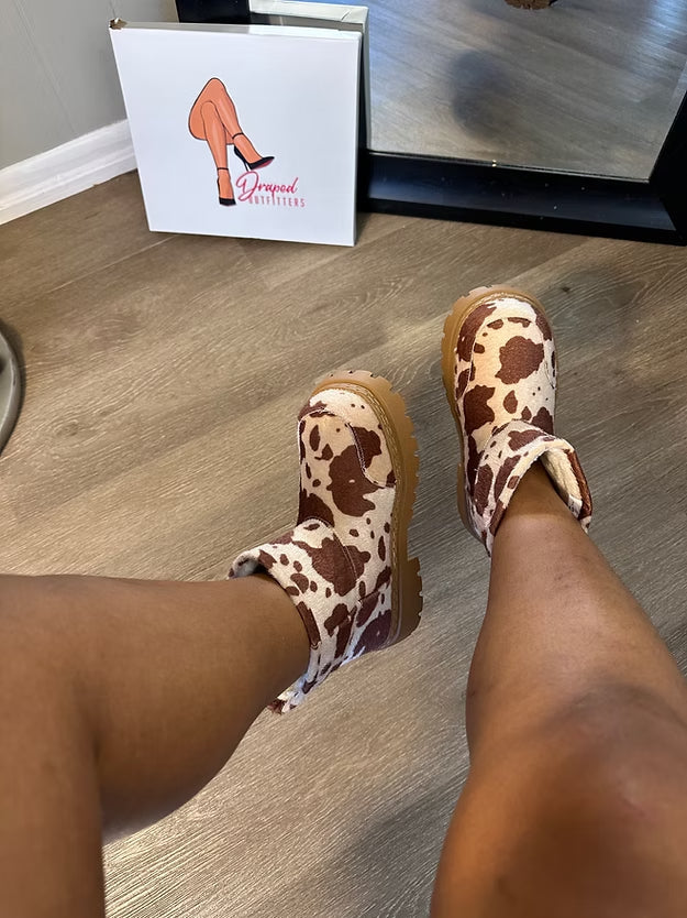 Cow Fur Snow Boots