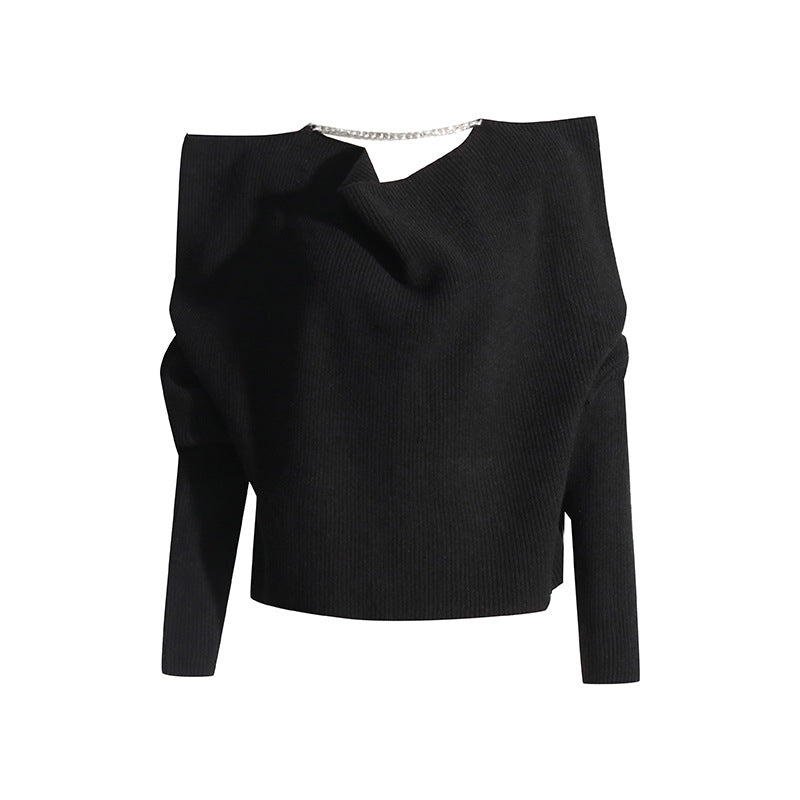Chain-Shoulder Loose Sweater