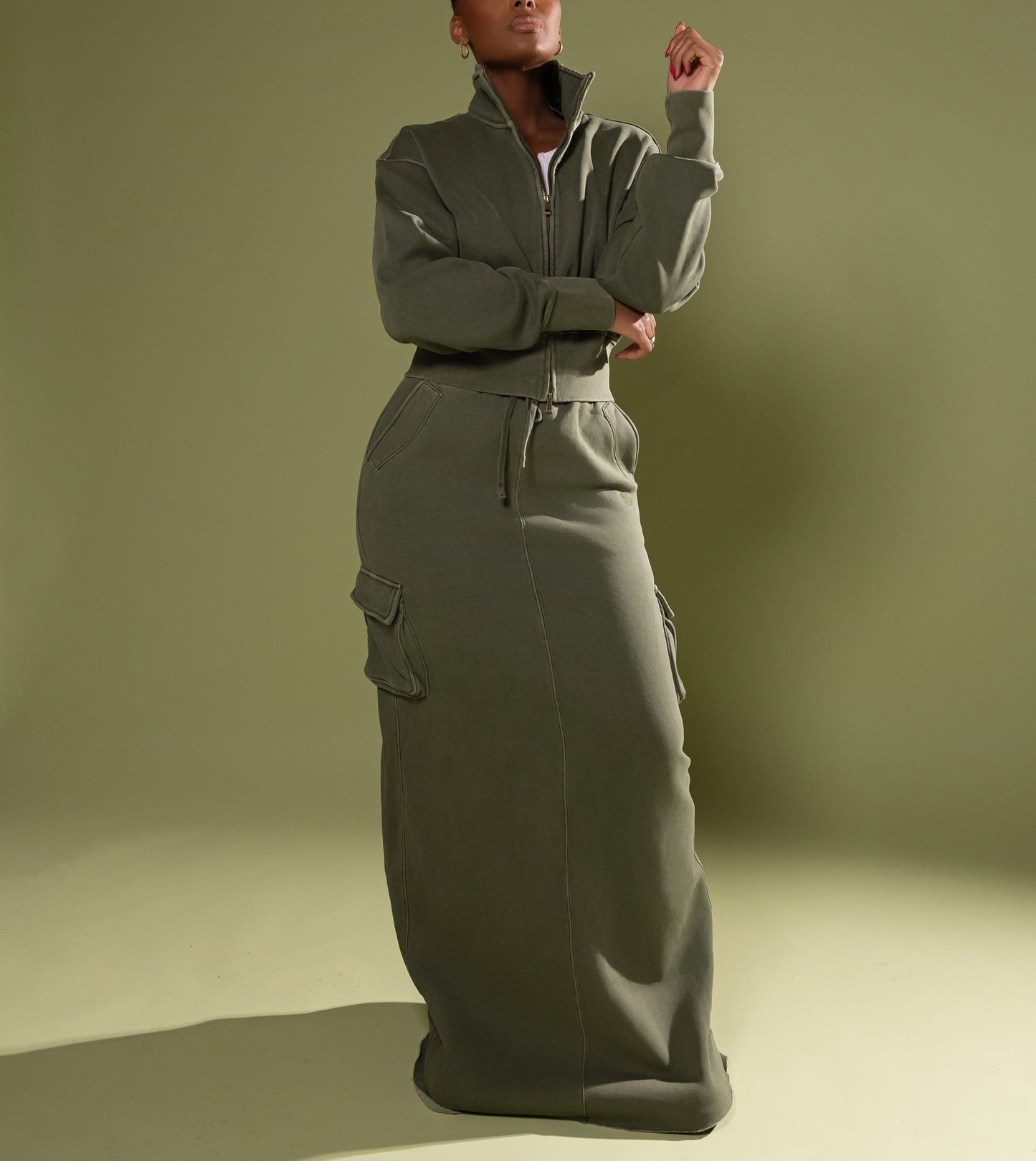 Cargo Hoodie and Cargo Skirt Set