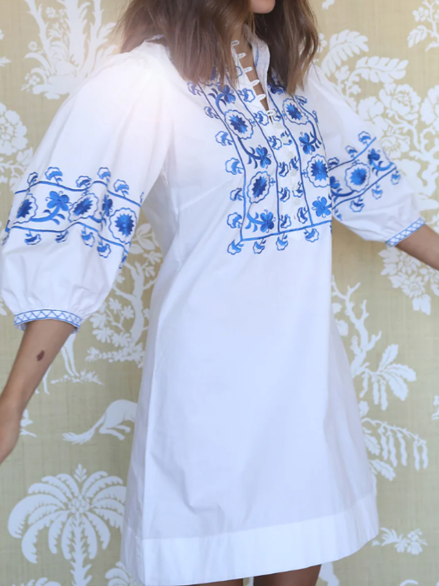 Embroidered Mini Dress