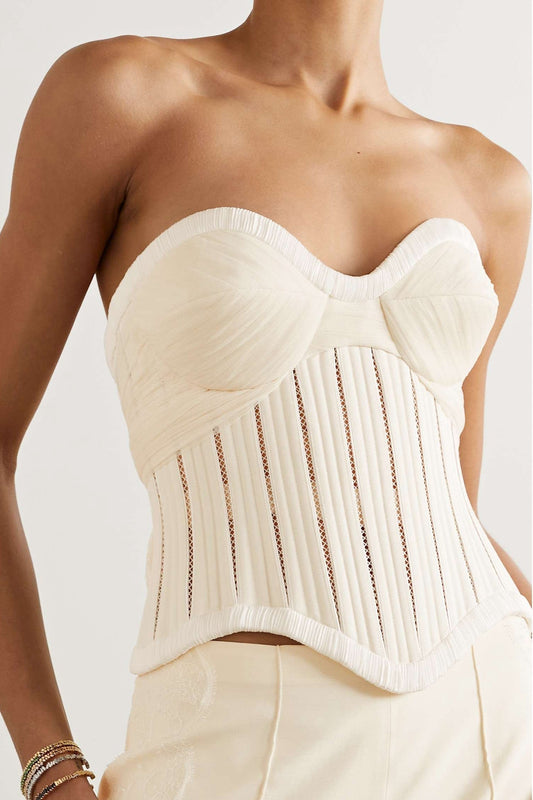 Strapless Cotton-blend Twill Bustier Top
