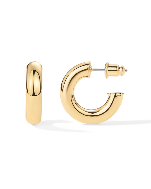 PAVOI 14K Gold Plated Lightweight Chunky Open Hoops