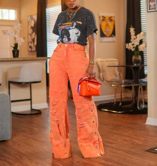 Above Average Distressed Side Snap Jeans