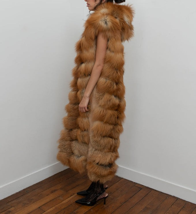 Natural Red Fox Full Length Vest（✔️Free shipping）