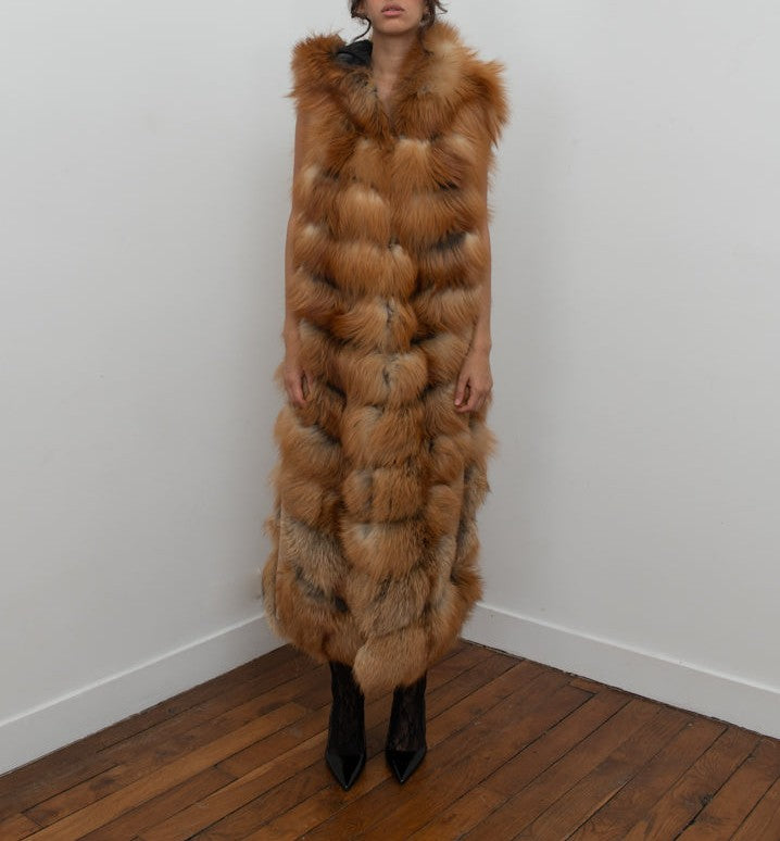 Natural Red Fox Full Length Vest（✔️Free shipping）