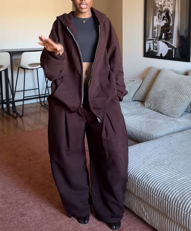 Casual Hoodie Wide-Leg Pants 2-Piece Set
