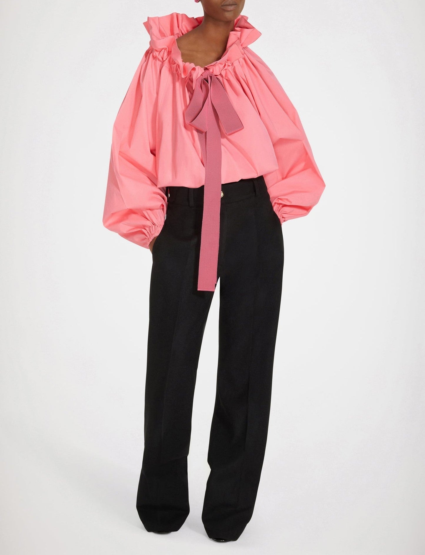 Drawstring Puff Sleeve Top