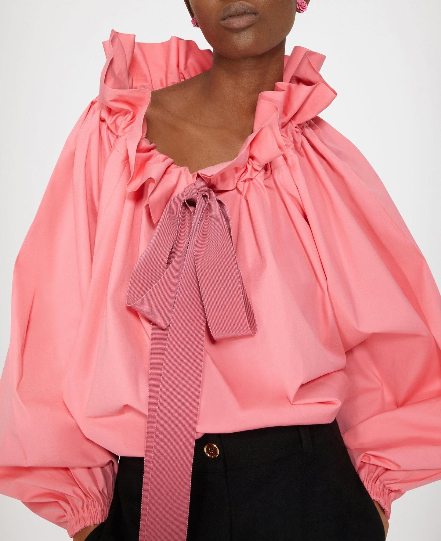 Drawstring Puff Sleeve Top