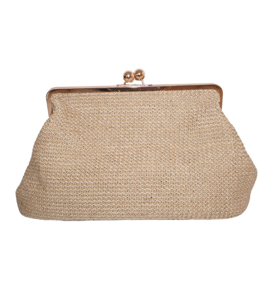 Woven Large Kisslock Frame Bag