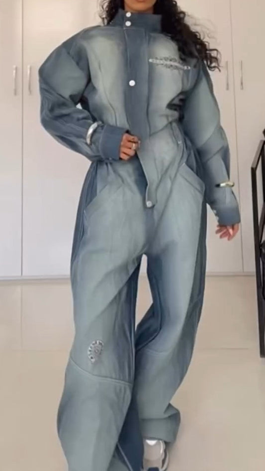Casual Loose Niche Denim Jumpsuit