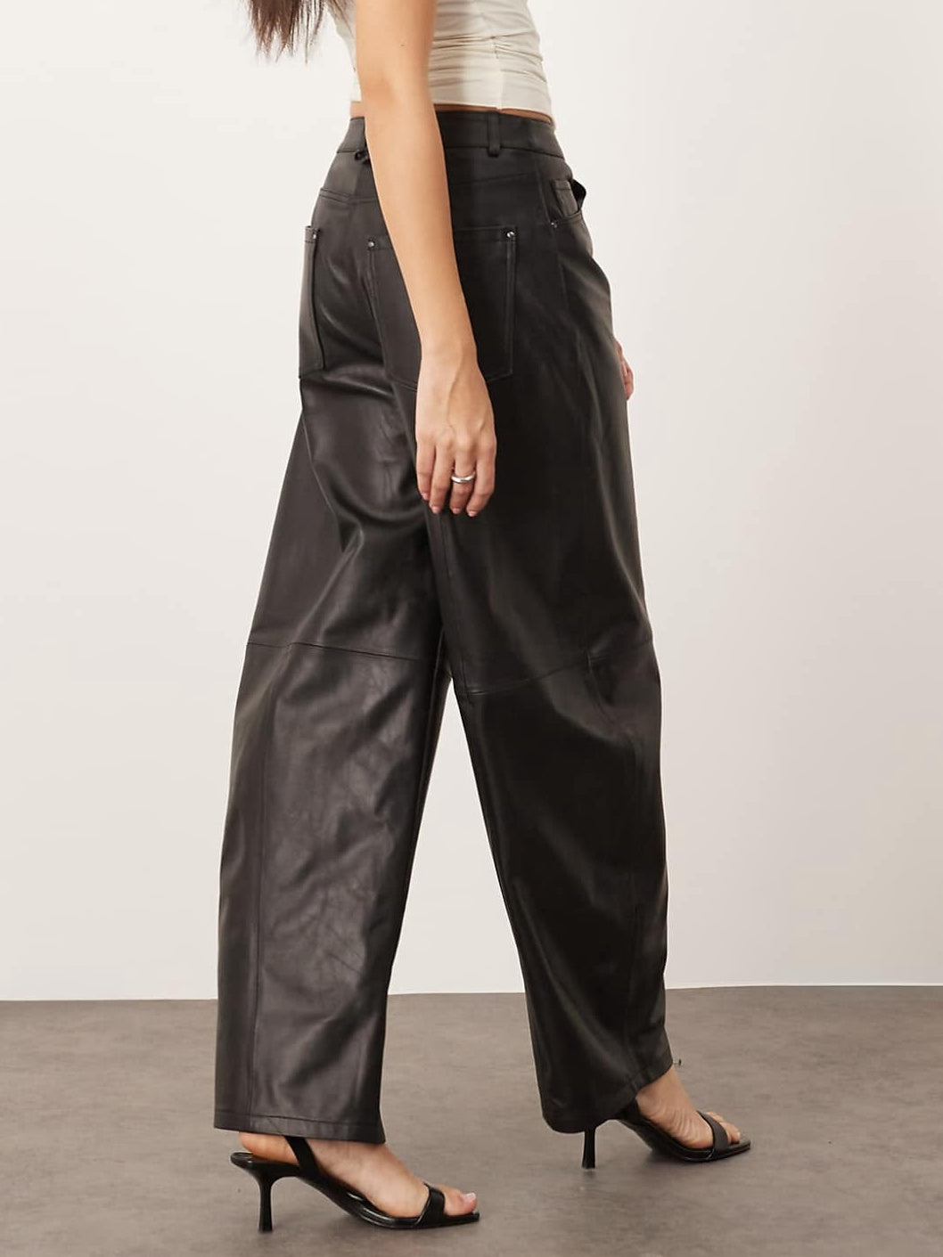 Leather High-Waisted Bucket Pants