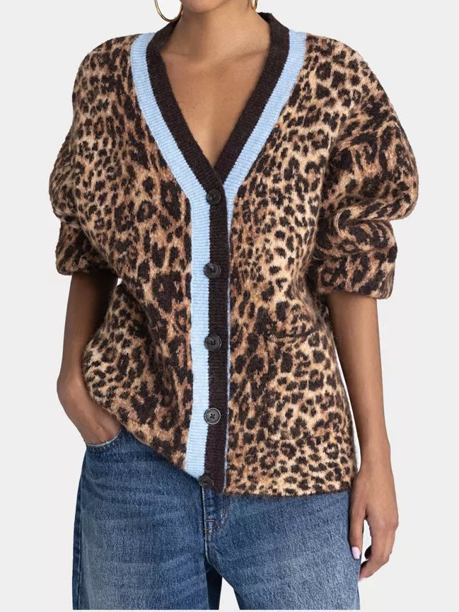 Leopard-Print Slouchy Cardigan