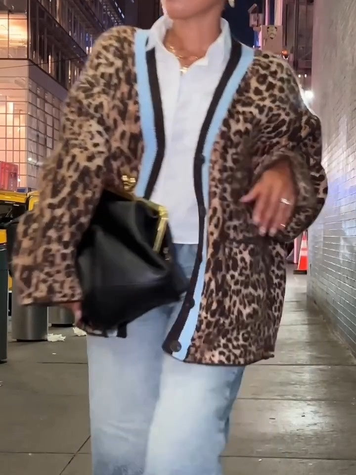 Leopard-Print Slouchy Cardigan