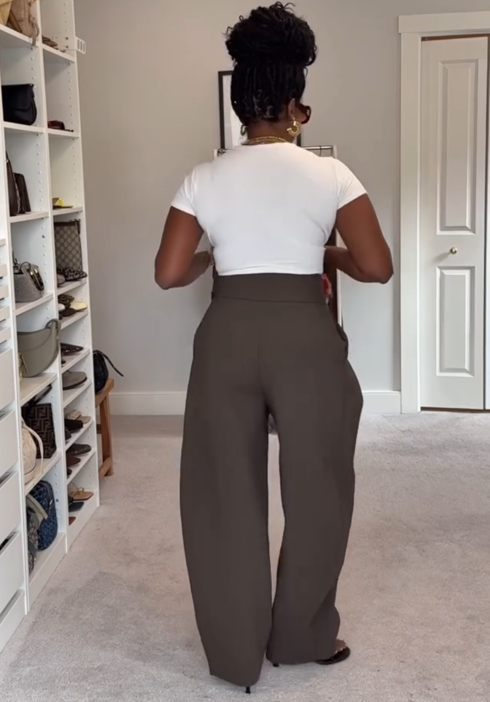 Wool Blend Volume Pleated Pants