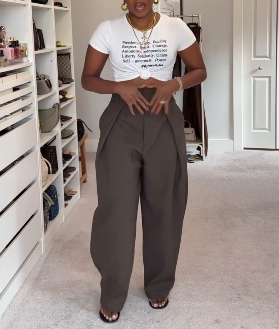 Wool Blend Volume Pleated Pants