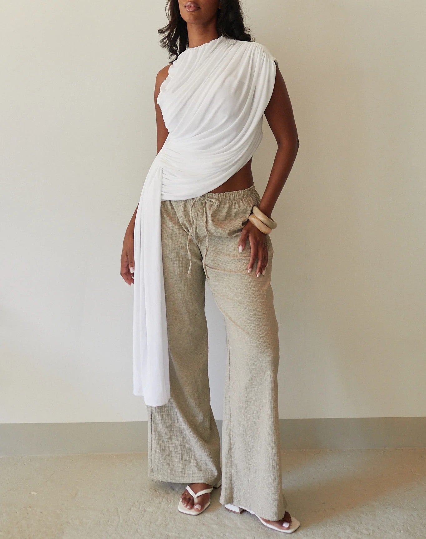 Asymmetric Pleated Stretch Top