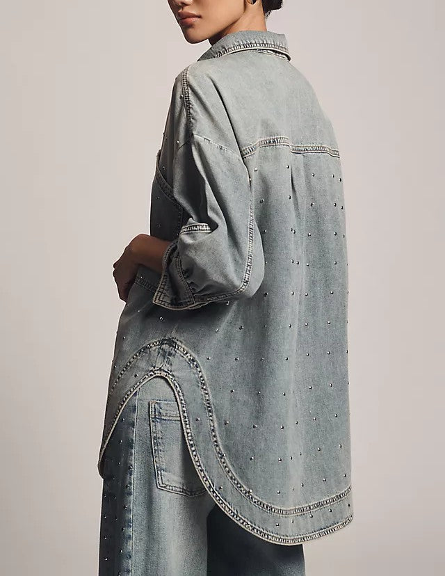 Studded Denim Buttondown Shirt