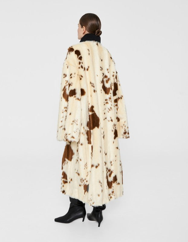 Cow Print Eco-Friendly Fur Coat