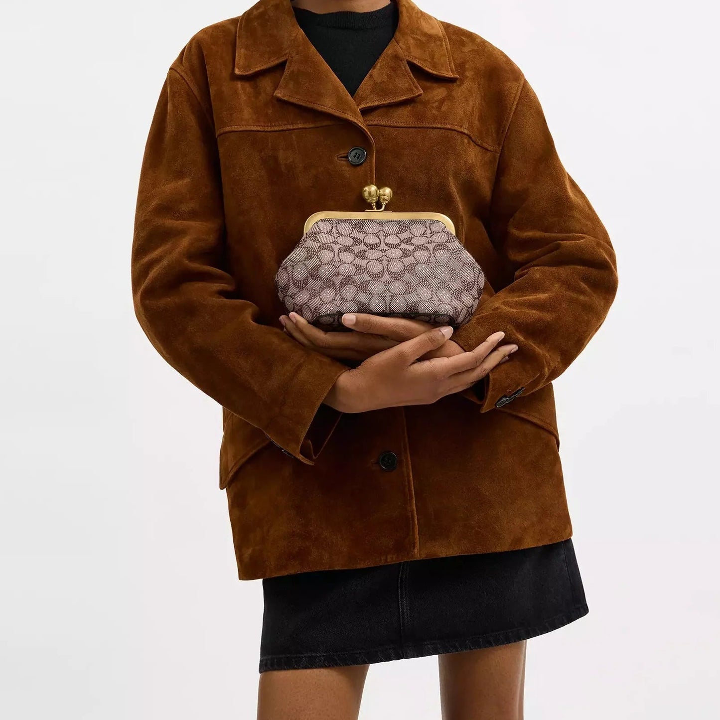 Large Kisslock Frame Bag In Crystal Signature Jacquard