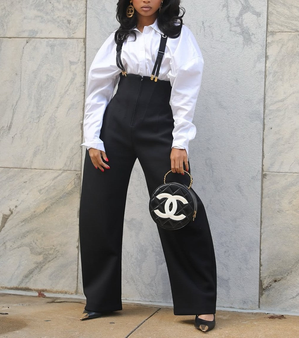 Stylish High-Waisted Wide-Leg Overalls