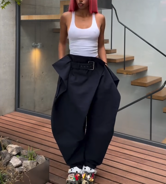 Exaggerated Irregular Wide-Leg Pants