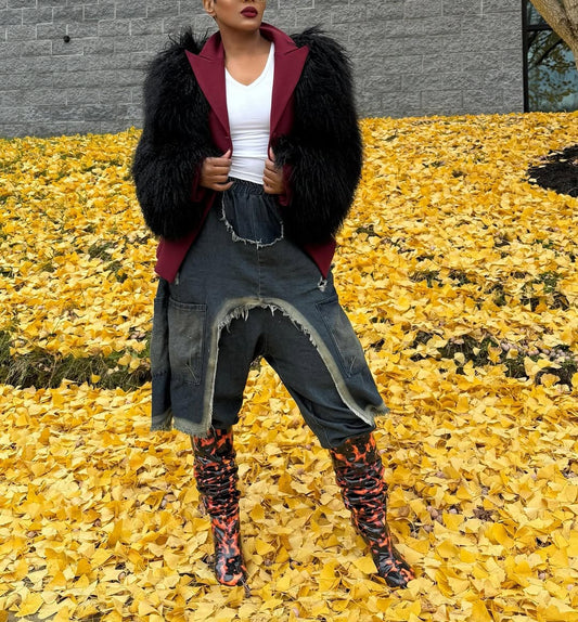 Suit Jacket With Fur Sleeves