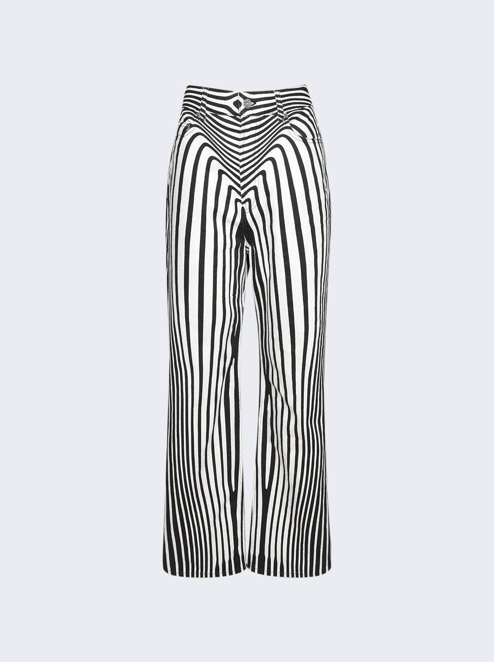 Body Morphing Printed Denim Pants Black And White