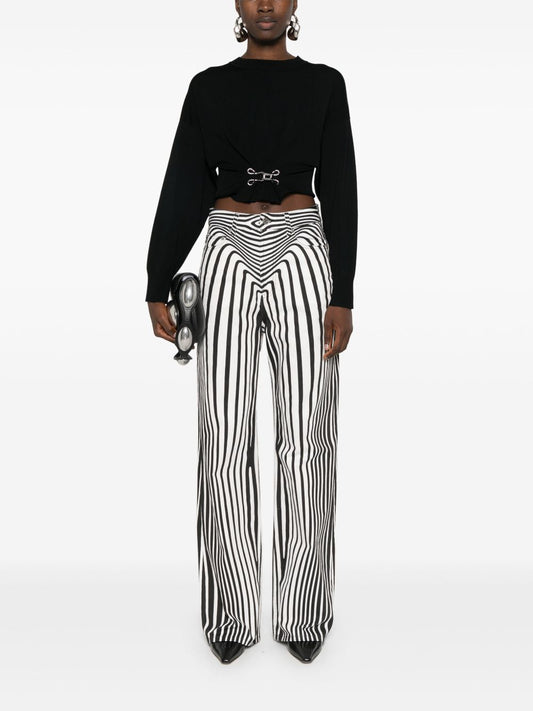 Body Morphing Printed Denim Pants Black And White