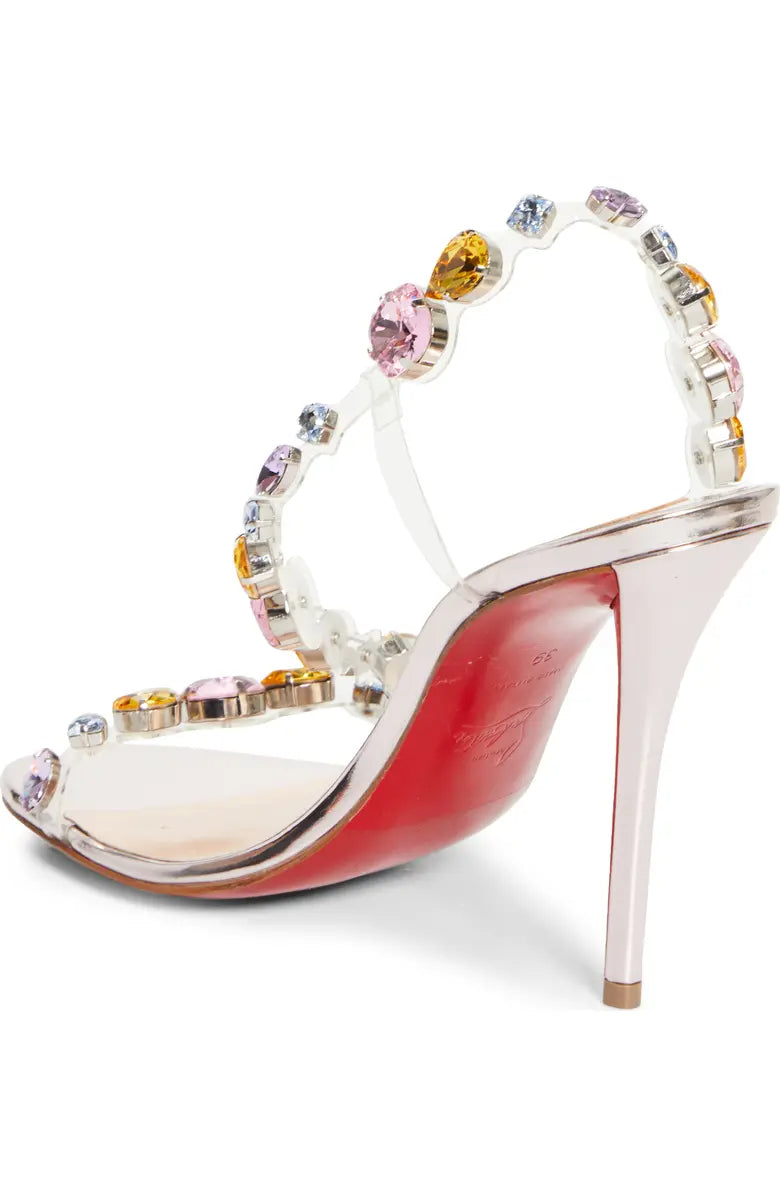 Crystal Embellished Transparent Slingback Sandal