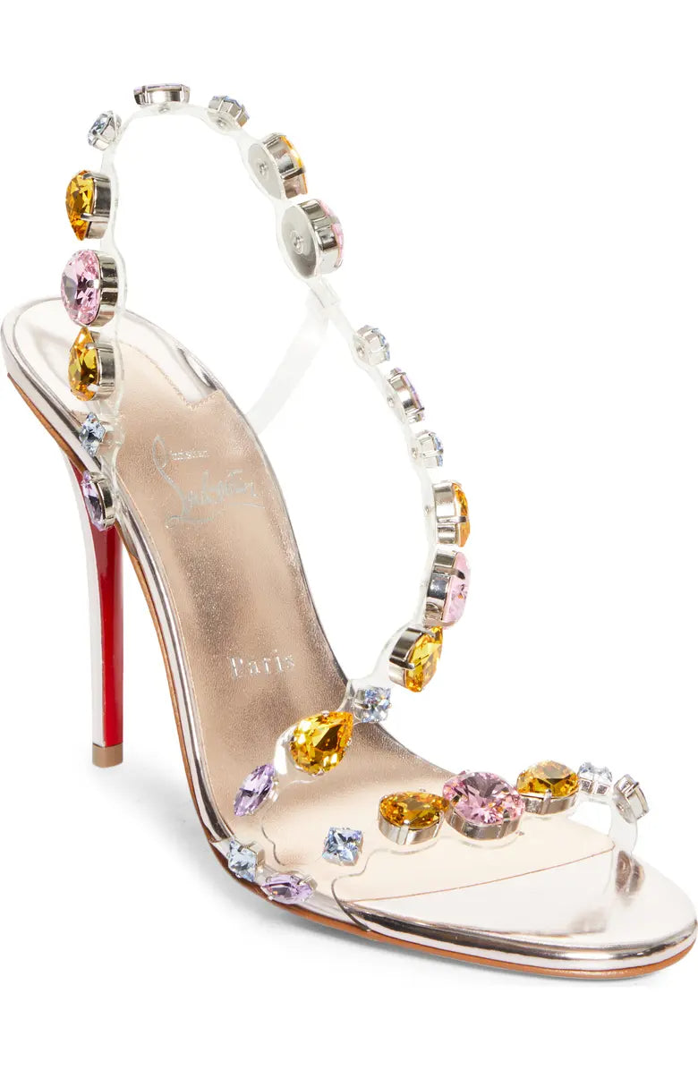 Crystal Embellished Transparent Slingback Sandal