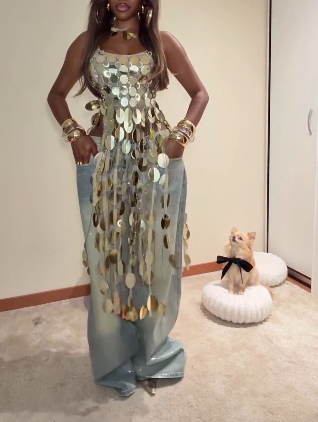 Gold Sequined Tassel Top