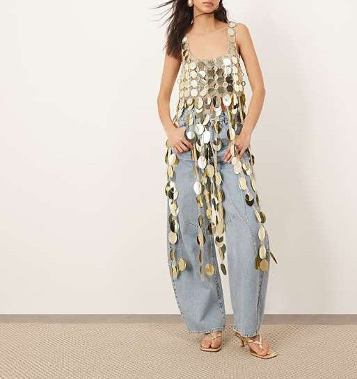 Gold Sequined Tassel Top