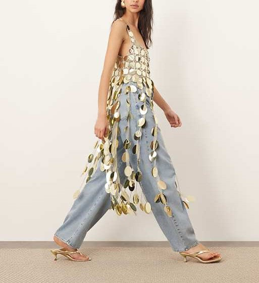 Gold Sequined Tassel Top