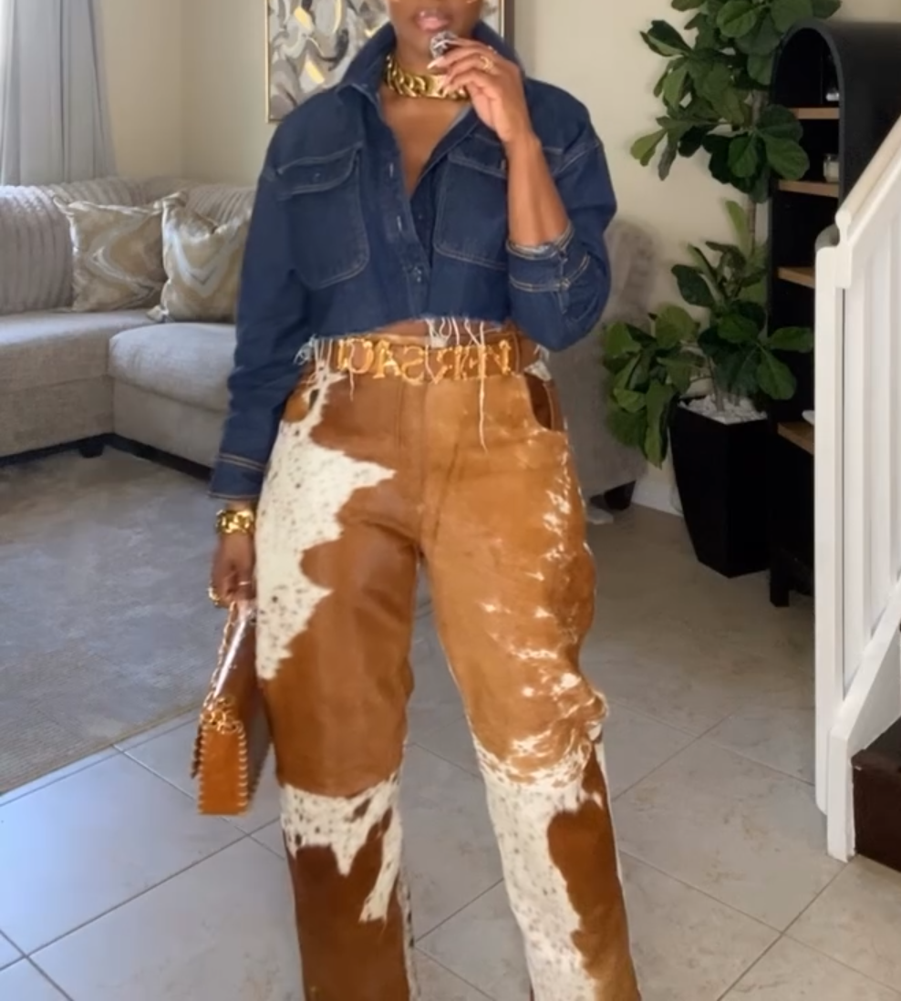 Western-Style Type Cowhide Pants