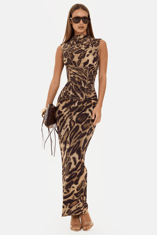 LEOPARD CORSET MAXI DRESS