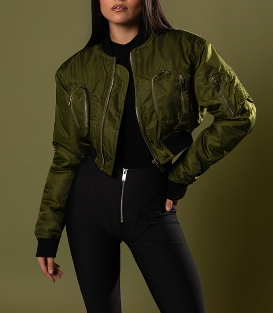 Commader Cropped Bomber Jacket