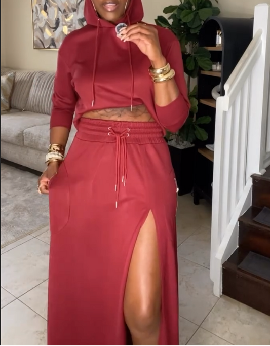 Hoodie Skirt Set Women 2 Piece Outfits